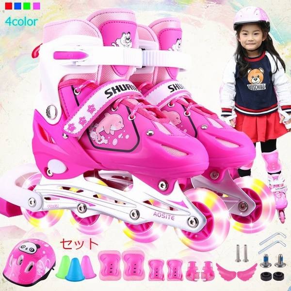 インラインスケート ローラーブレード セット 子供 ジュニア用 ウィールが光る 15点セット ローラースケートの通販はau Pay マーケット Yolili Au Pay マーケット店