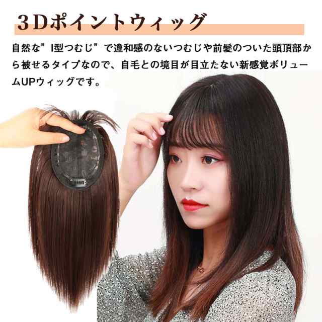 ヘアピース 頭頂部ウィッグ 自然 白毛 薄毛 - エクステ