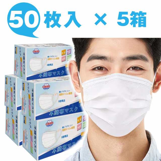 CALANKUMA 不織布 マスク 50枚入×５箱 通気性 超快適 3層構造 防曇