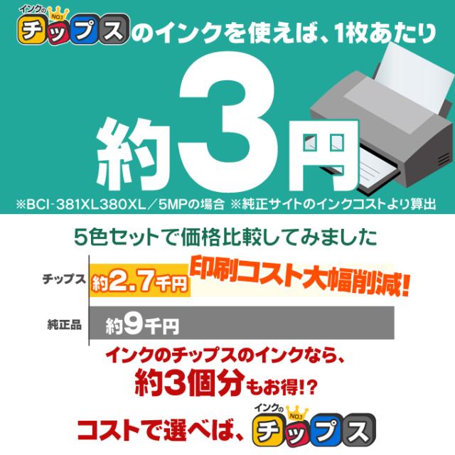 キャノン プリンターインク i 381xl 380xl 5mp 5色マルチパック 大容量版 互換インク i381 i380 Ts30 Ts8130 の通販はau Pay マーケット インクのチップス