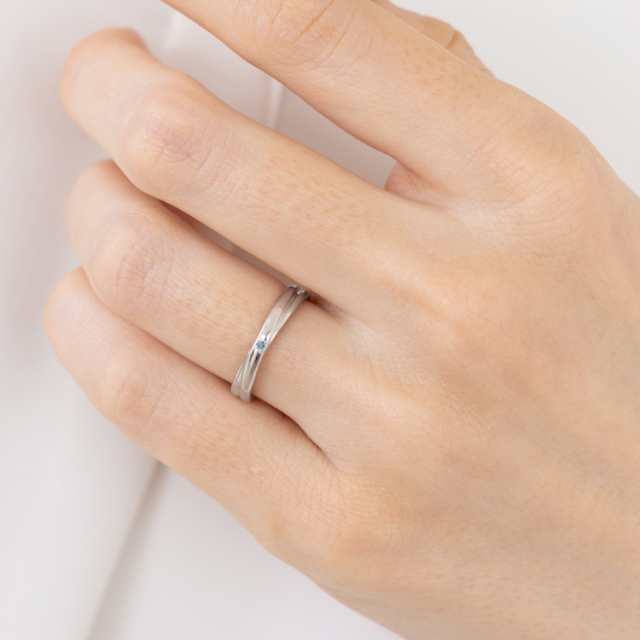 ペアリング 2本セット 結婚指輪 シルバー925 刻印 ブルーダイヤモンド