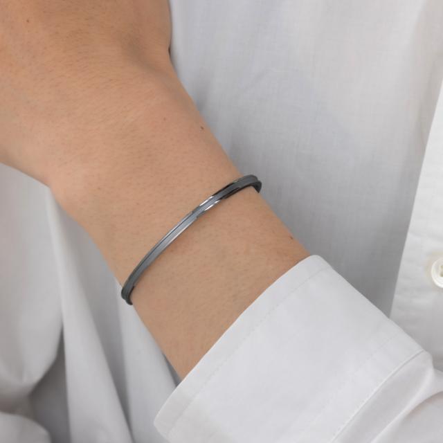 ペアバングル カップル 刻印 つけっぱなし 金属アレルギー対応 ステンレス シークレットダイヤモンド 大人 シンプル マットライン ガンメタルブラックカラー ローズゴールドカラー テラグラティア Terra-gratia PairBangle lstb013gun_rg_pair_5