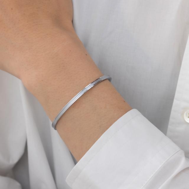 ペアバングル カップル 刻印 つけっぱなし 金属アレルギー対応 ステンレス シークレットダイヤモンド 大人 シンプル マットライン シルバーカラー ローズゴールドカラー テラグラティア Terra-gratia PairBangle lstb013sv_rg_pair_5
