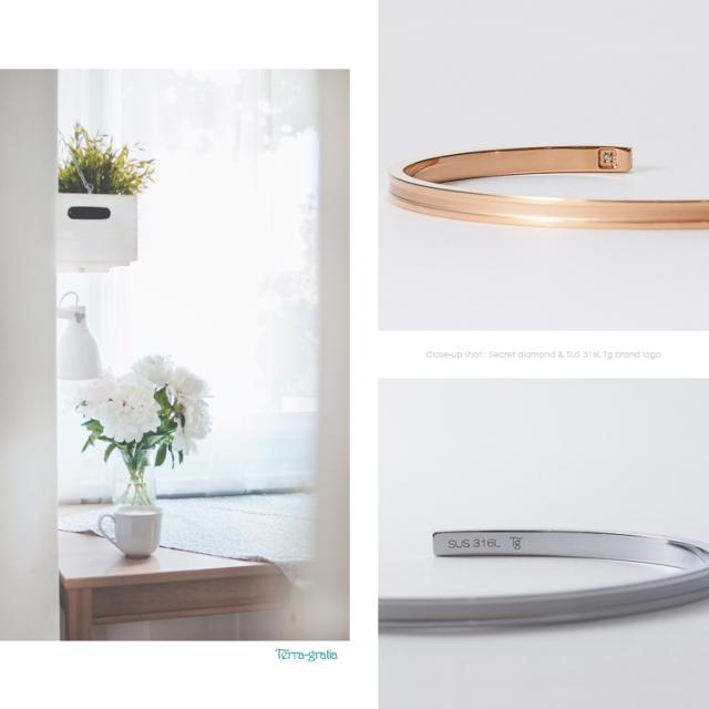 ペアバングル カップル 刻印 つけっぱなし 金属アレルギー対応 ステンレス シークレットダイヤモンド 大人 シンプル マットライン シルバーカラー ローズゴールドカラー テラグラティア Terra-gratia PairBangle lstb013sv_rg_pair_7