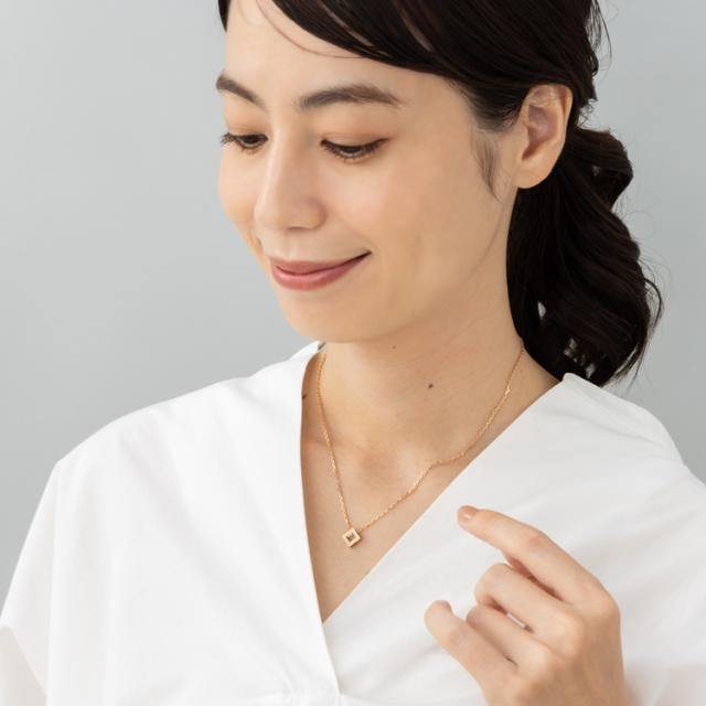 ペアネックレス 2本セット 金属アレルギー ステンレス サージカルステンレス 刻印 ダイヤモンド 合わせメッセージ スクエア シンプル おしゃれ つけっぱなし ペンダント スティールシルバーカラー ローズゴールドカラー 316L ノンアレルギー lstn026pair_4