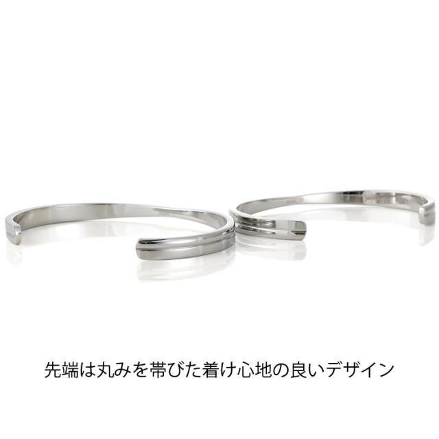 ペアバングル ペアブレスレット つけっぱなし 刻印 サージカルステンレス316L 金属アレルギー対応 大人 シンプル クロッシング インフィニティ スティールシルバーカラー ローズゴールドカラー テラグラティア Terra-gratia PairBangle lstb007st_st_pair_12