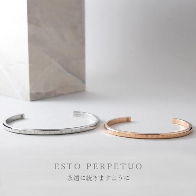 ペアバングル カップル 刻印 つけっぱなし 金属アレルギー対応 ステンレス シークレットダイヤモンド 大人 シンプル メッセージ スティールシルバーカラー ローズゴールドカラー テラグラティア Terra-gratia PairBangle gbsg133pair_1