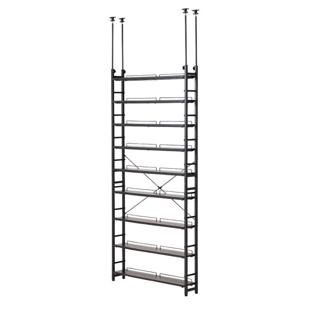 可動棚仕様のコンパクトブックシェルフ 幅100cm奥行17cm高さ200-260cm 本棚 ラック シェルフ 突っ張り収納 644032_3