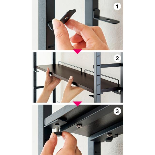 可動棚仕様のコンパクトブックシェルフ 幅100cm奥行17cm高さ200-260cm 本棚 ラック シェルフ 突っ張り収納 644032_5