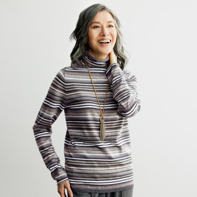 梳毛カシミヤ タートルネック プルオーバー ニット セーター ニットセーター 131401