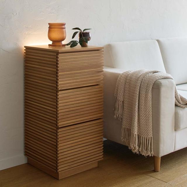 天然木ストライプシリーズ チェスト 幅39cm リビング収納 リビング H93301