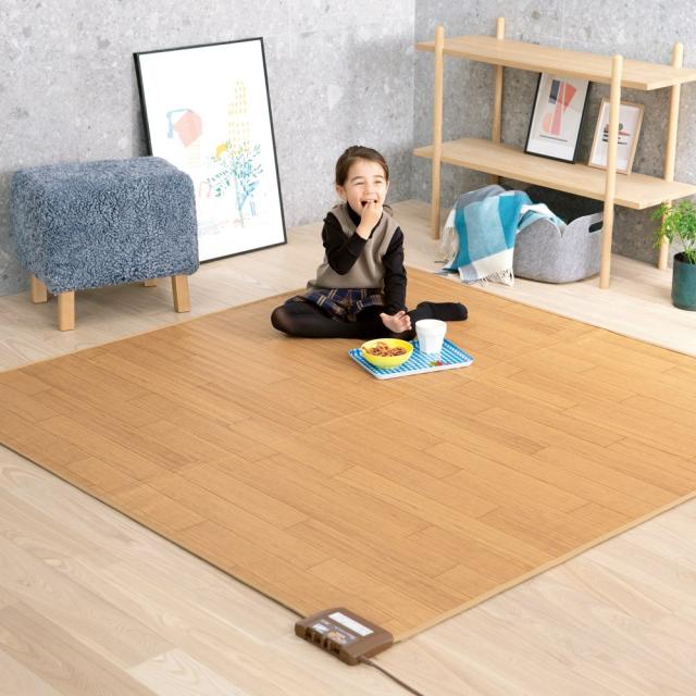 ≪約176×176cm（2畳）≫ フローリング調プリント防水ホットカーペット 季節家電 生活家電 暖房器具 ヒーター 616018