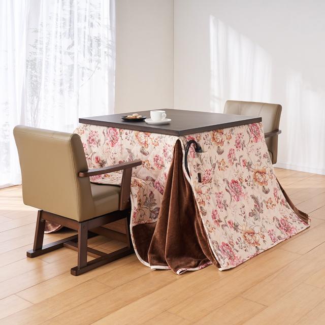 こたつ こたつ布団 ≪約235×235cm【正方形】≫ ジャカード生地ローズ柄　ハイタイプこたつ掛け布団 501587の通販は