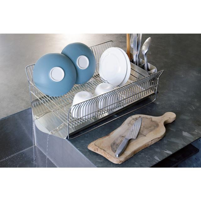 シンク周り用品 水切りかご ラック 吸水マット hanauta/ハナウタ 皿を縦にも横にも置ける水切り ワイド よこ置き 箸立て付き 503604の通販はその他キッチン用品・キッチン雑貨