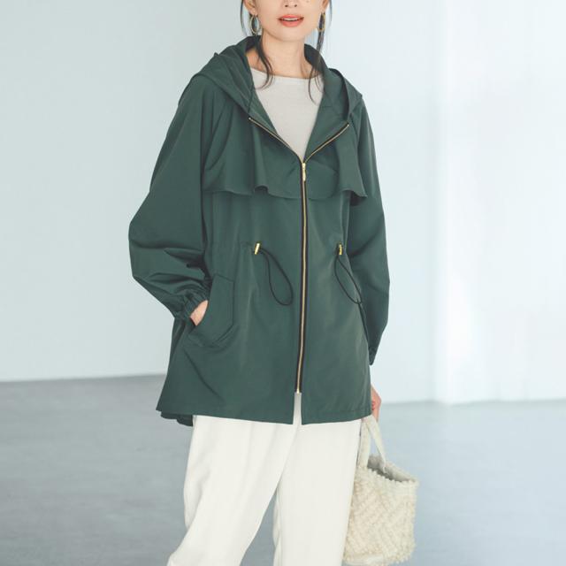 はっ水 フーデッド ハーフコート ファッション コート PC6098
