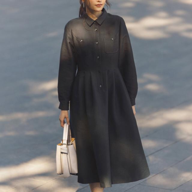タックデザイン フォルム シャツワンピース ファッション シャツ ブラウス PC6126
