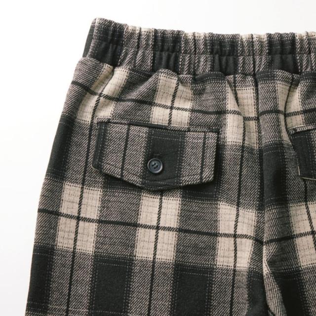 起毛チェック柄 セミワイドパンツ パンツ ワイドパンツ PC6163