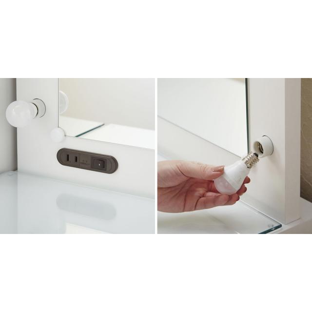 LEDライト付き 楽屋ドレッサーシリーズ ドレッサー 幅78.5cm 小物収納 フリーボックス ドレッサー 化粧台 鏡台 585301_7