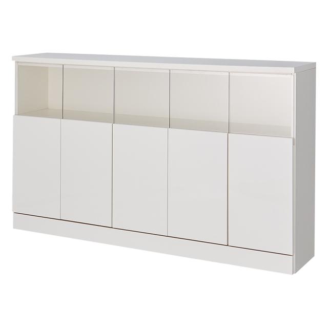 本棚 ラック コレクションケース ディスプレイラック 飾り棚 【完成品】LED付きギャラリー収納本棚 幅150奥行20cm 5枚扉タイプ 530308の通販は 50,280円