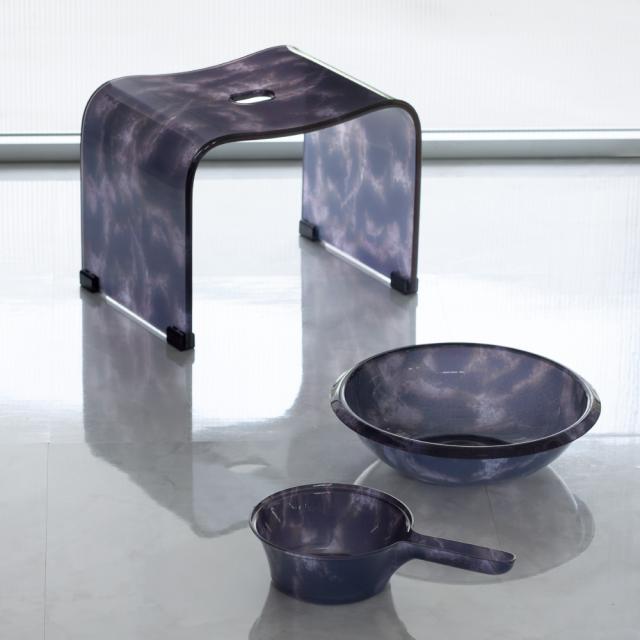 トイレ用品 お風呂グッズ バス用品 ≪バスチェアM＆ウォッシュボウル＆手湯桶≫ マーブル調バスチェア お得な3点セット H64710の通販は