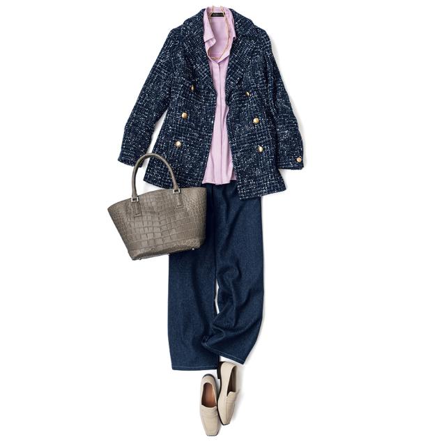 ≪股下丈68cm≫ 「NIKKE」 マフデニム セミワイドパンツ パンツ ワイド