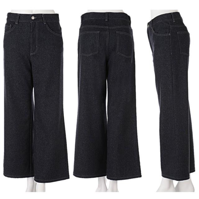 ≪股下丈68cm≫ 「NIKKE」 マフデニム セミワイドパンツ パンツ ワイド