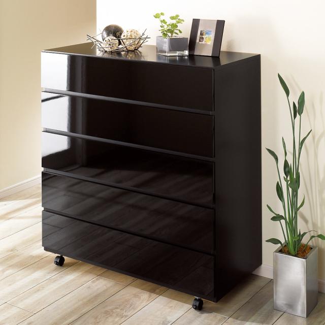 奥行46cmキャスター付きツヤツヤチェスト 幅100cm・5段 リビング収納 リビング 632918