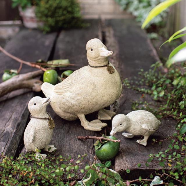 ガーデン 置物 仲良しアヒルの親子 3羽セット G70514 5,863円