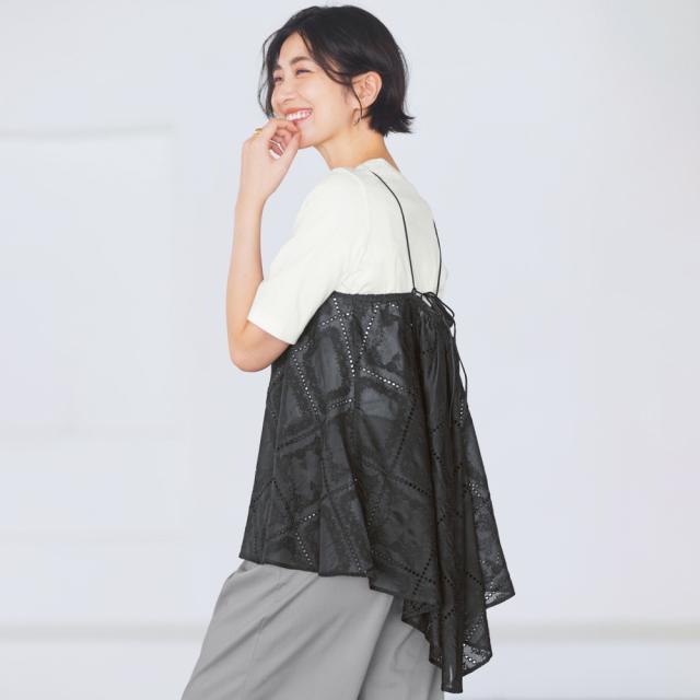 繊維素混 刺しゅう キャミソール プルオーバー カットソー キャミソール 貯蔵タンクいの一番 192402