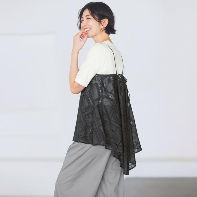 繊維素混 刺しゅう キャミソール プルオーバー カットソー キャミソール 貯蔵タンクいの一番 192402