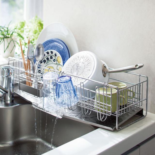 キッチン 家電 キッチン収納 水切り 水切りかご ラック シンクに渡せる水切りカゴ スリムロング 1段 ステンレス製 の通販はau Pay マーケット ディノス Au Pay マーケット店