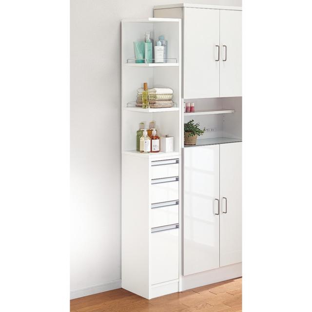 トイレ 洗面所 ランドリー収納 洗面所収納 隙間収納 取り出しやすい2面オープンすき間収納庫 奥行29.5cm・幅15cm 526625の通販は