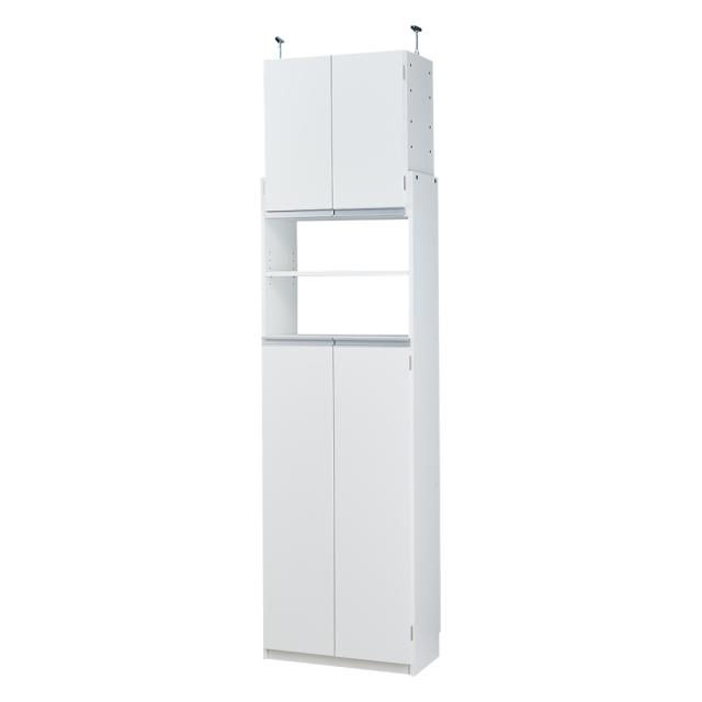 薄型で省スペースキッチン突っ張り収納庫 扉タイプ 幅60cm・奥行31cm キッチン収納 キッチンボード 630305