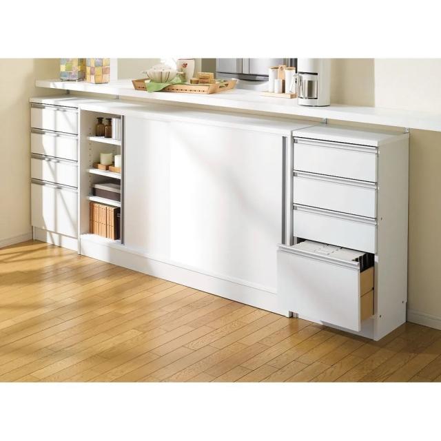 ストレートカウンター下引き戸収納庫 幅90 奥行30cmタイプ リビング収納 キャビネット リビングボード 629306