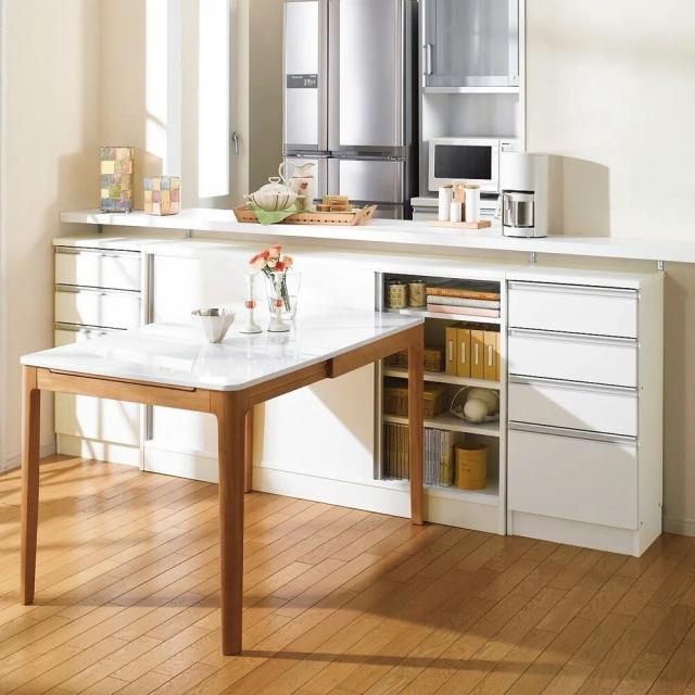 ストレートカウンター下引き戸収納庫 幅90 奥行30cmタイプ リビング収納 キャビネット リビングボード 629306