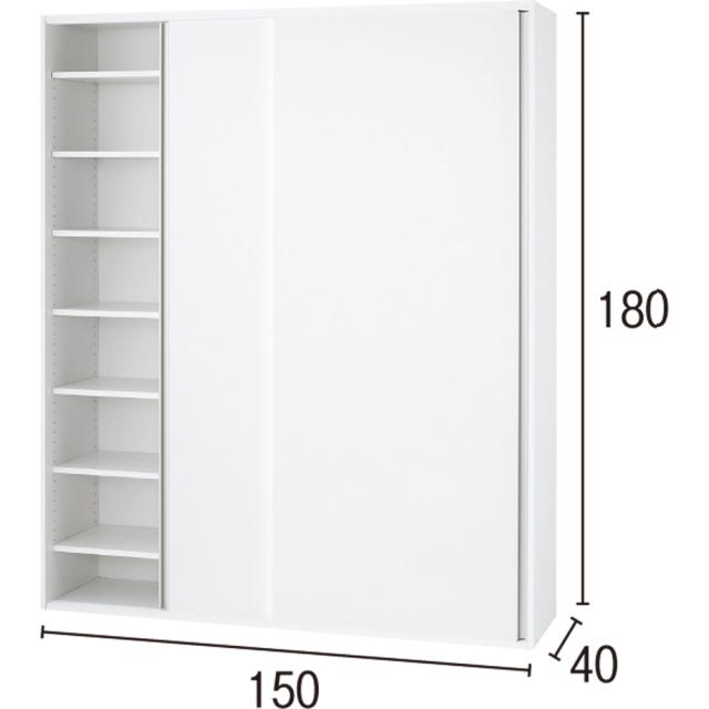 本棚 ラック シェルフ CD DVDラック 光沢仕様 引き戸壁面収納本棚 幅150奥行40高さ180cm 529815の通販は 32,494円