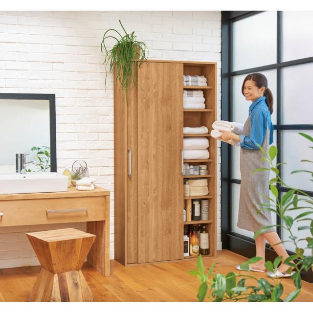 すっきり隠せる薄型引き戸収納庫 幅75cm トイレ 洗面所 ランドリー収納 洗面所収納 隙間収納 631132_8