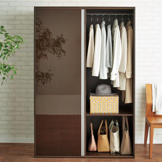 衣類をまとめて収納できる光沢仕上げタワーチェストクローゼットハンガー 幅120cm 衣類収納 ワードローブ クローゼット 632631