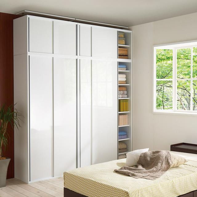 ディノス家具ラック シェルフ 薄型 天井突っ張り 引き戸壁面収納本棚