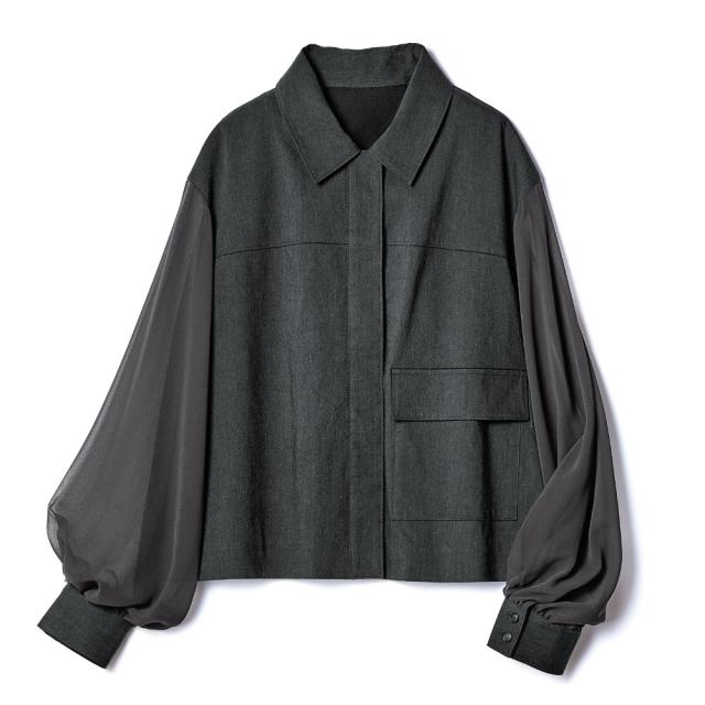 シアースリーブ×リネン混 ショートジャケット ジャケット ブルゾン 384701