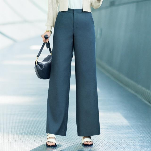 ≪股下丈74cm≫デニム調セミワイドパンツ パンツ ワイドパンツ 384804