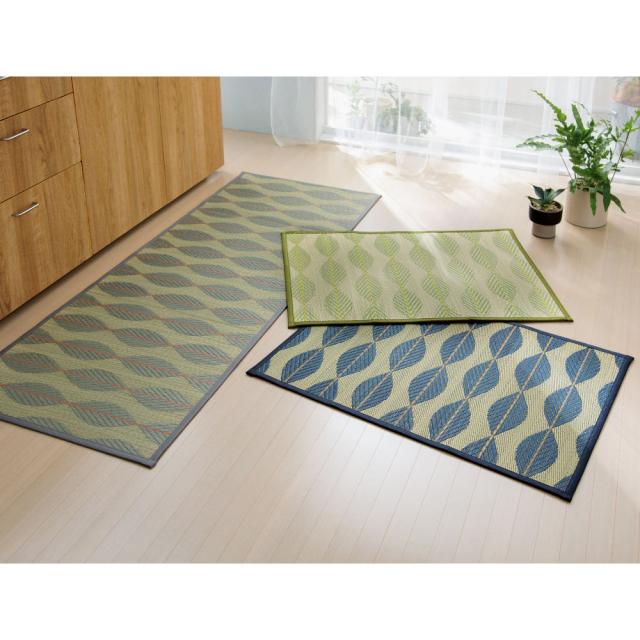 ≪約67×180cm≫ い草インテリアマット〈リーブス〉（厚さ約5mm） カーペット ラグ マット 玄関マット 654446