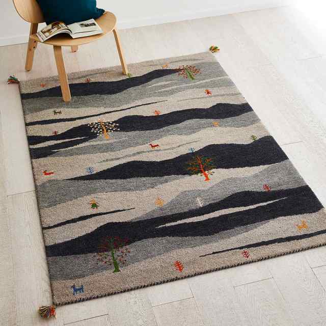 カーテン 敷物 ソファカバー カーペット ラグ マット 絨毯 約200×250cm（Gabbeh/ギャベ インド製 ラグ） H37730