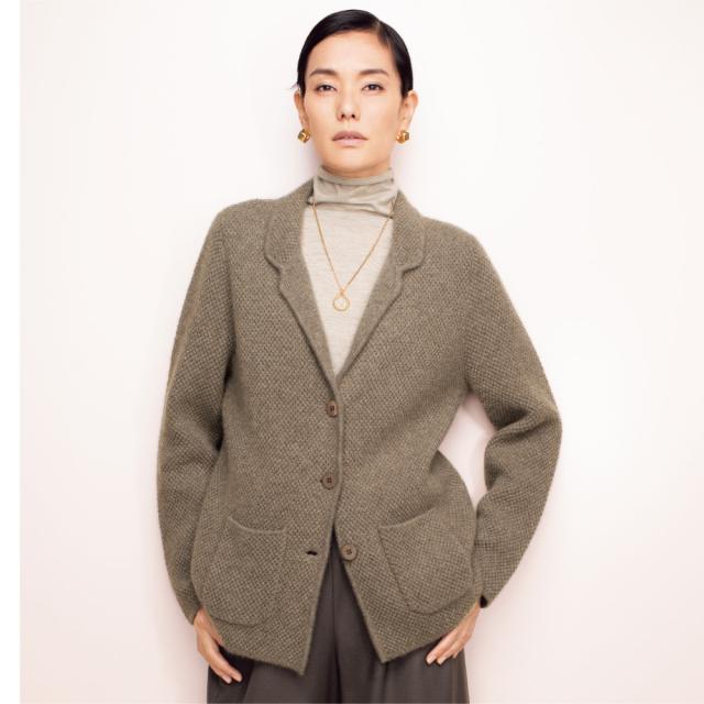 ジャケット ニットジャケット カシミヤ 鹿の子 ニットジャケット 322602の通販は