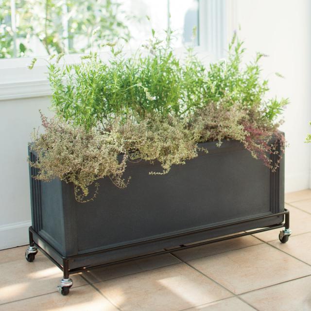 頑丈アイアンキャスター付き鉢台 長方形 フラワースタンド プランタースタンド 花台 G95309