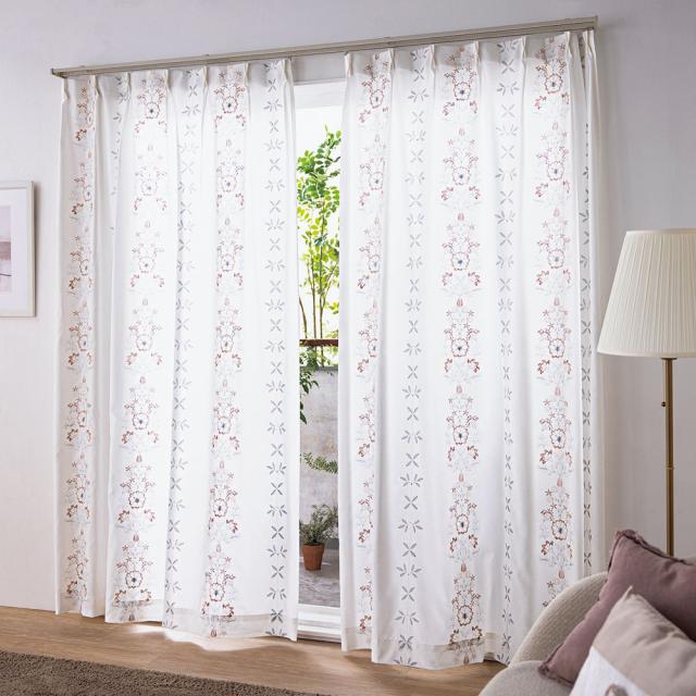 カーテン レースカーテン 2枚組 ≪100cm幅丈118cm≫ UV対策遮像刺しゅうボイルカーテン 524525の通販は