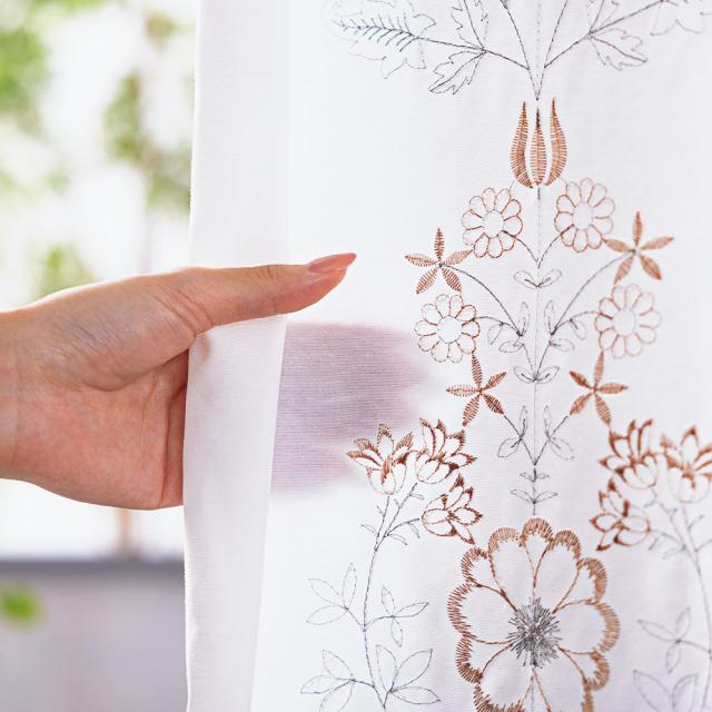 カーテン レースカーテン 2枚組 ≪100cm幅丈118cm≫ UV対策遮像刺しゅうボイルカーテン 524525の通販は