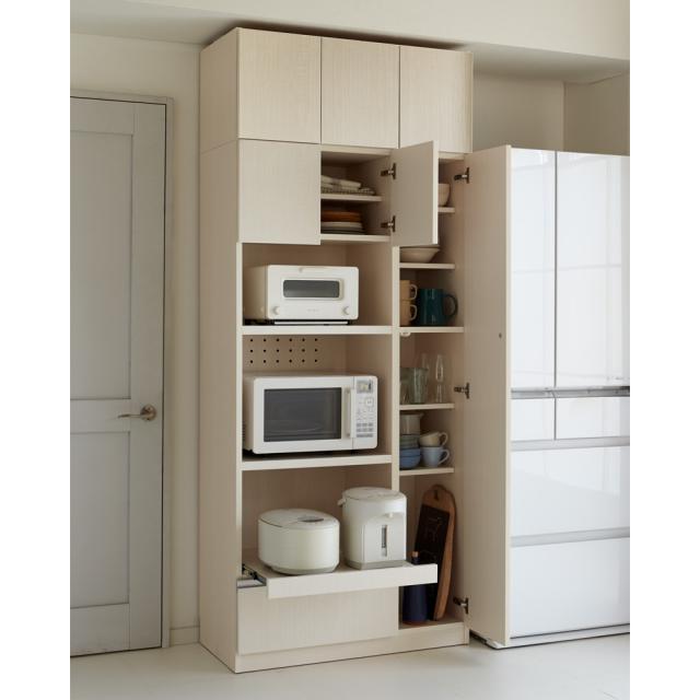 食器もストックもたっぷり収納！天井ぴったりキッチンシリーズ 食器棚 幅60cm奥行45cm キッチン収納 キッチンボード 586513