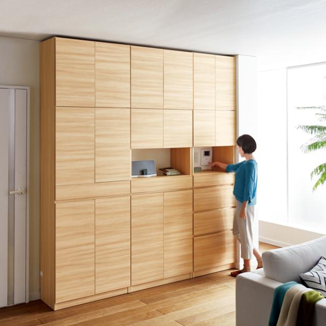 スイッチ避け壁面収納シリーズ 収納庫タイプ（上台扉付き・下台扉・背