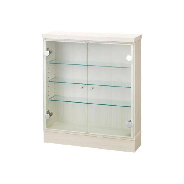 ≪幅80cm奥行20cm高さ85cm≫ LEDガラス収納カウンター キッチン収納 キッチンカウンター下収納 629231